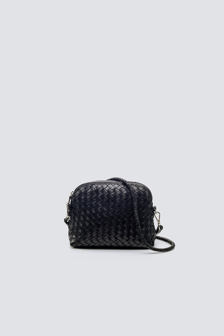 Dragon Diffusion woven leather bag handmade - Fellini Pochette Black