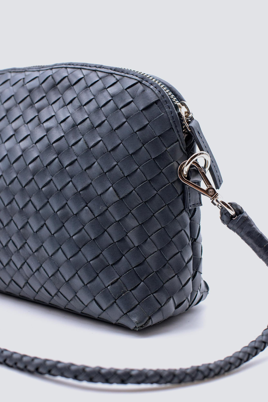 Dragon Diffusion woven leather bag handmade - Fellini Pochette Marine