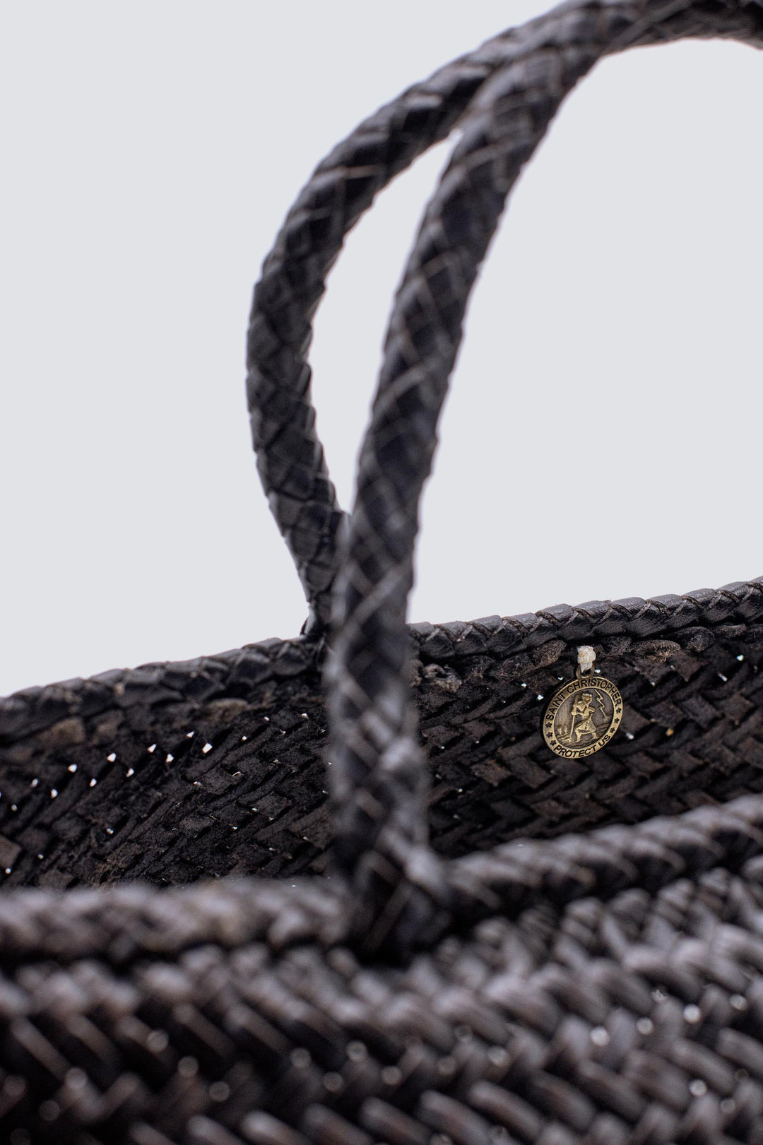 Dragon Diffusion woven leather bag handmade - Grace Basket Small Black