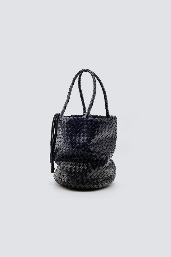 Dragon Diffusion woven leather bag handmade - Jackie Bucket Lining Black