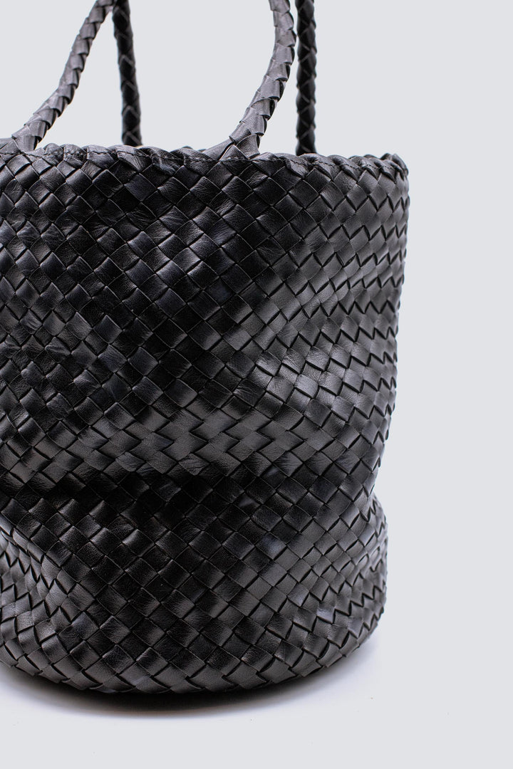 Dragon Diffusion woven leather bag handmade - Jackie Bucket Lining Black