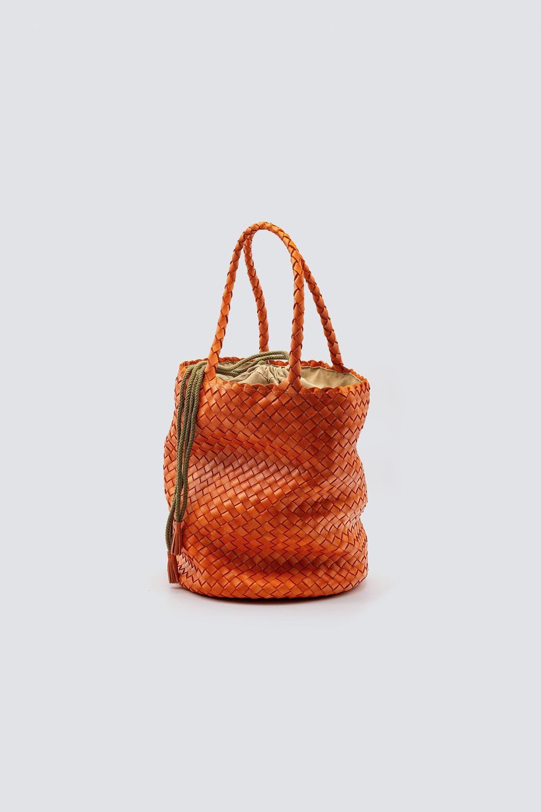 Dragon Diffusion woven leather bag handmade - Jackie Bucket Lining Orange