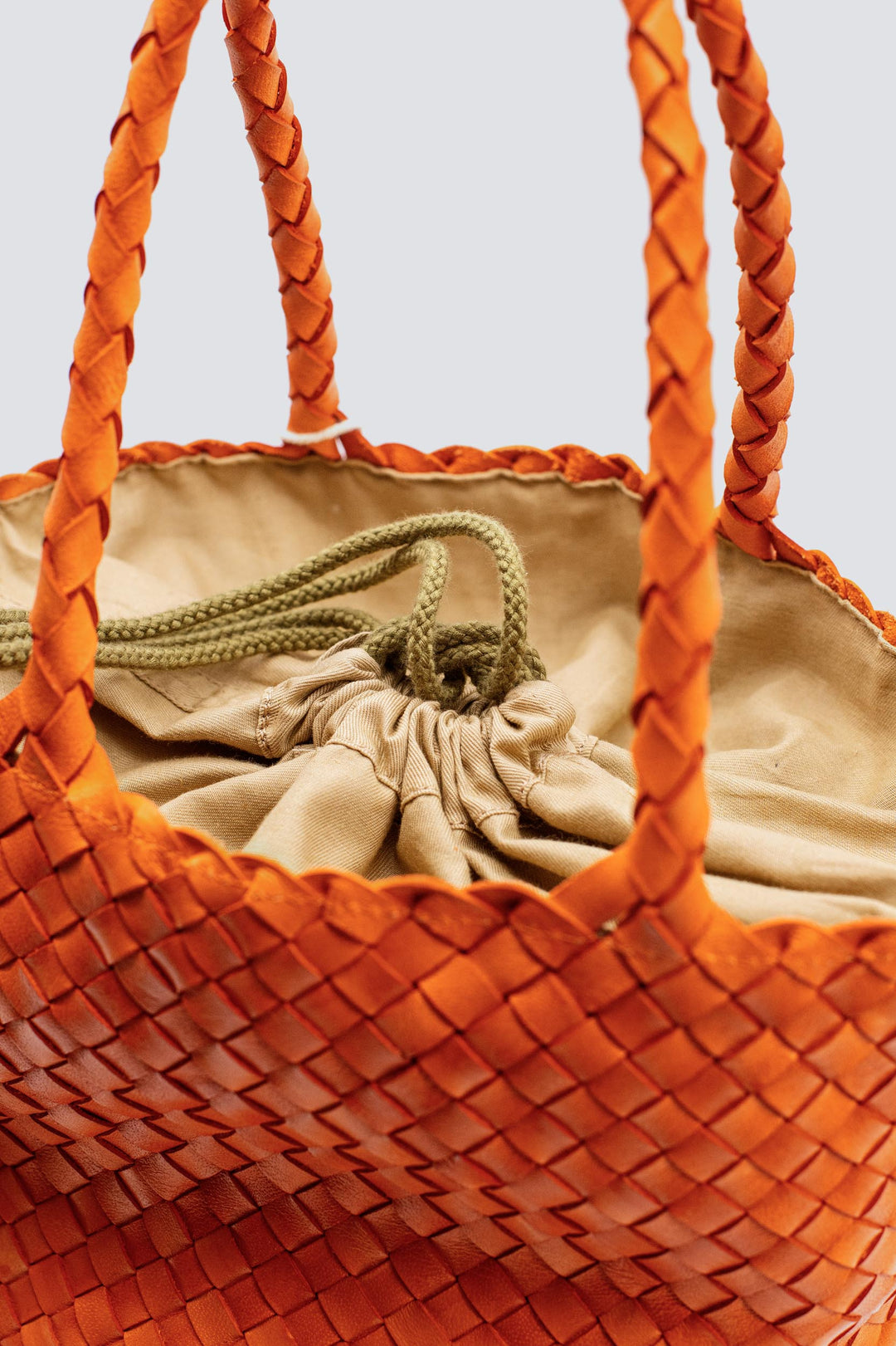 Dragon Diffusion woven leather bag handmade - Jackie Bucket Lining Orange