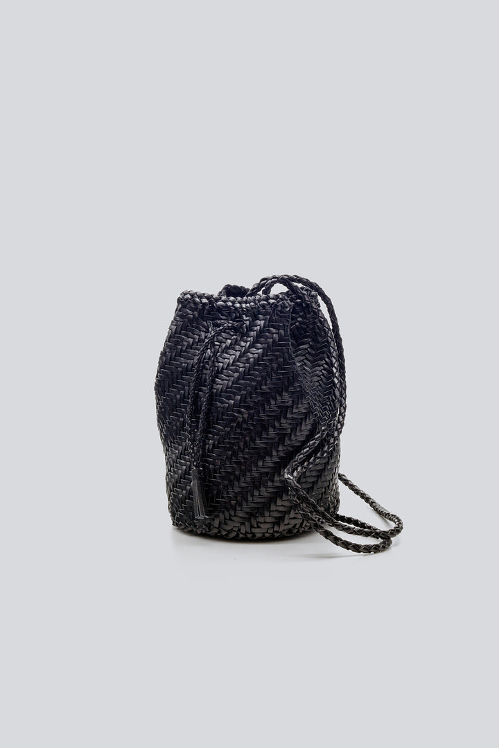 Dragon Diffusion woven leather bag handmade - Pompom Double Jump Black