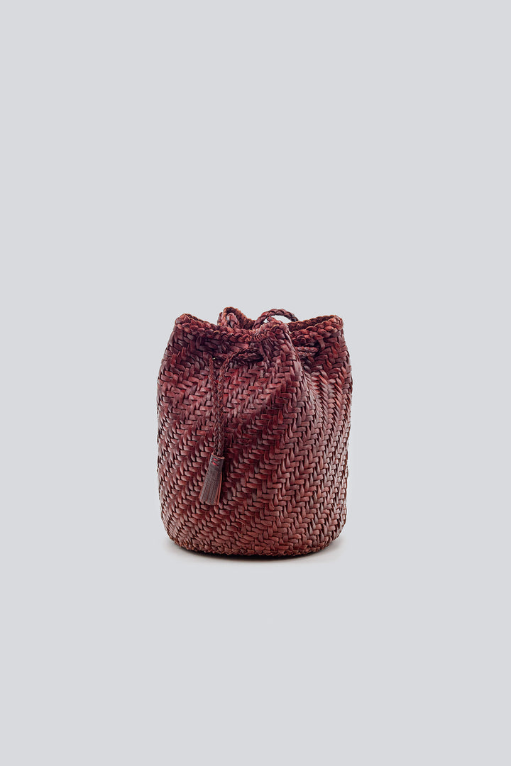 Dragon Diffusion woven leather bag handmade - Pompom Double Jump Bordeaux