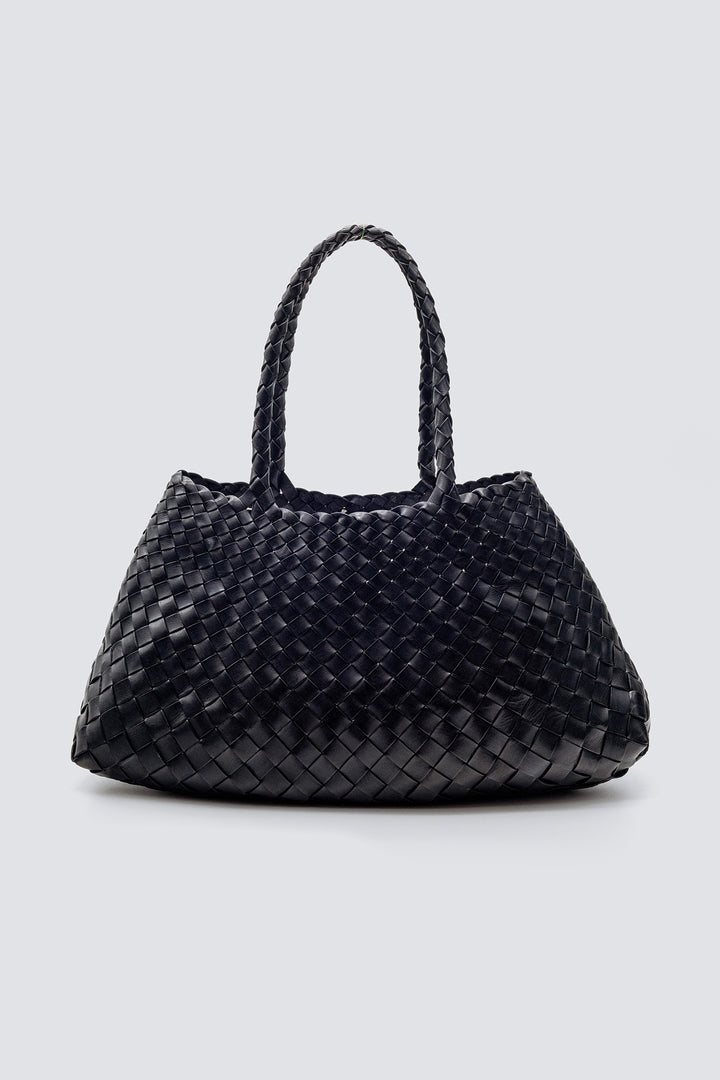 Dragon Diffusion woven leather bag handmade - Santa Croce Big Black