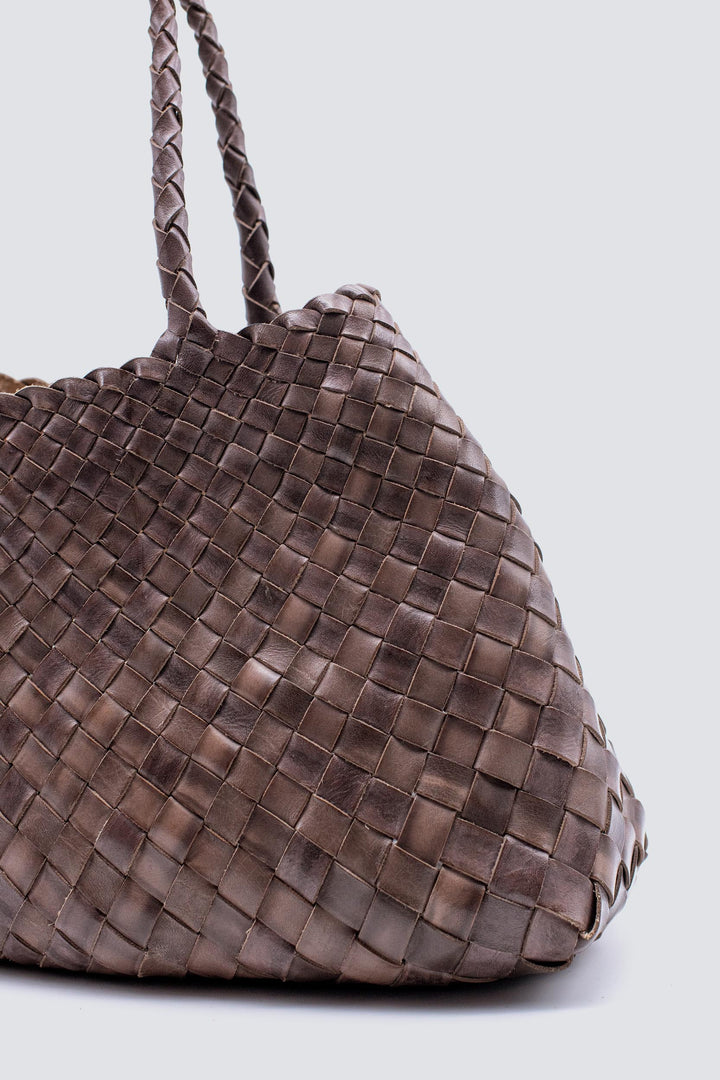 Dragon Diffusion woven leather bag handmade - Santa Croce Big Grey