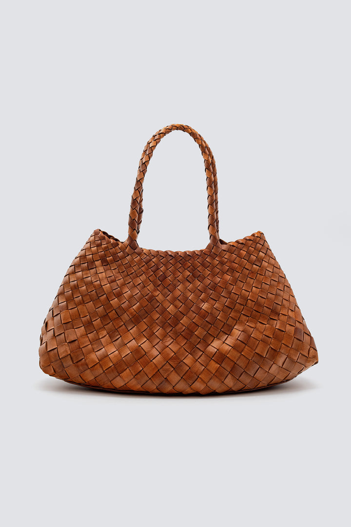 Dragon Diffusion woven leather bag handmade - Santa Croce Big Tan