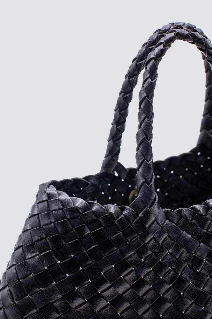 Dragon Diffusion woven leather bag handmade - Santa Croce Small Black