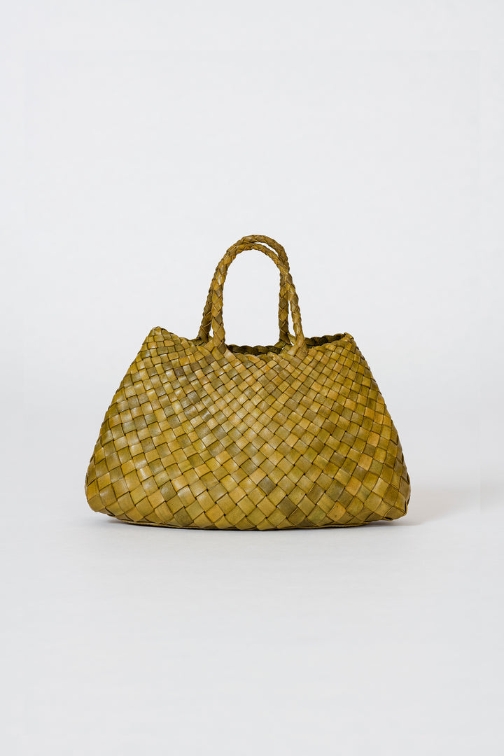 Dragon Diffusion woven leather bag handmade - Santa Croce Small Dark Green