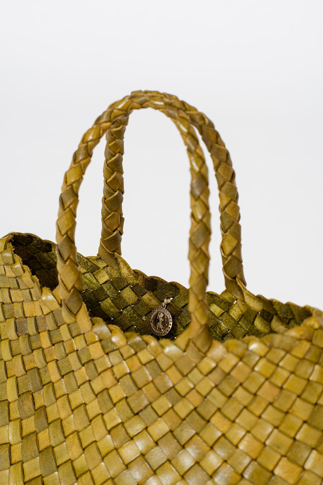 Dragon Diffusion woven leather bag handmade - Santa Croce Small Dark Green