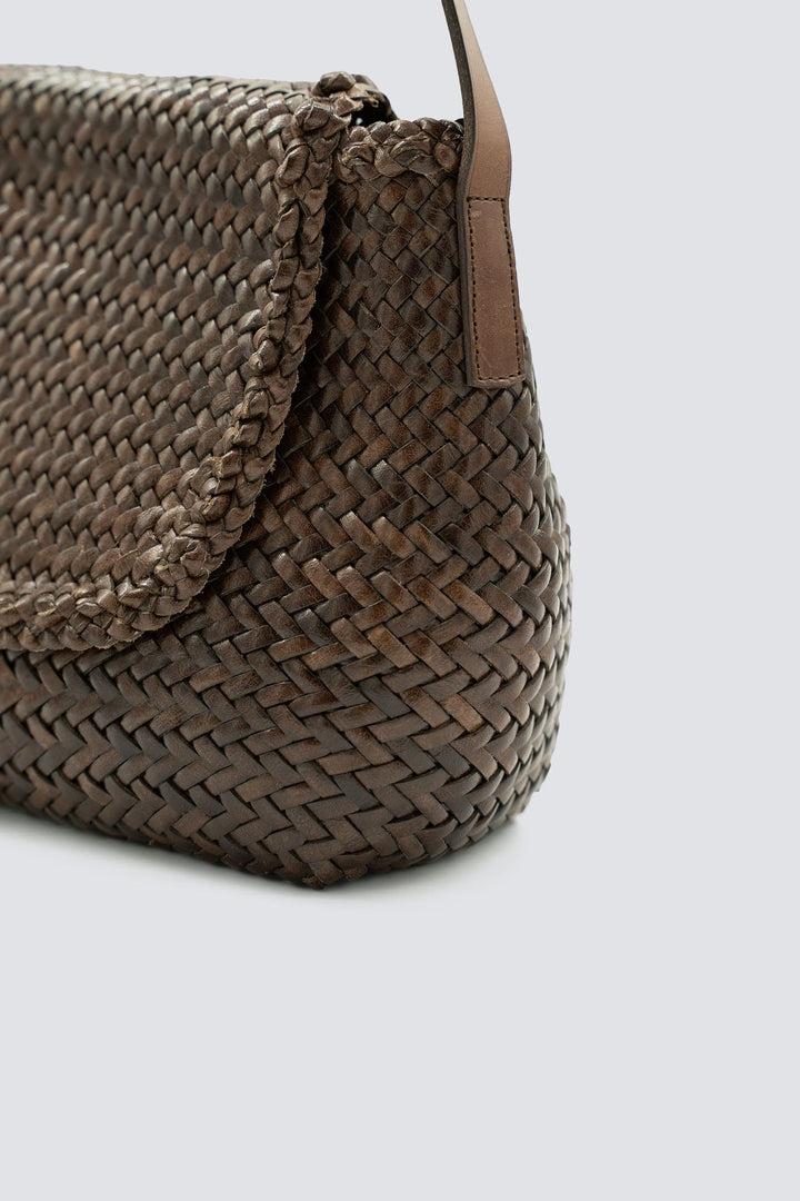 Dragon Diffusion woven leather bag handmade - City Bag Big Dark Brown