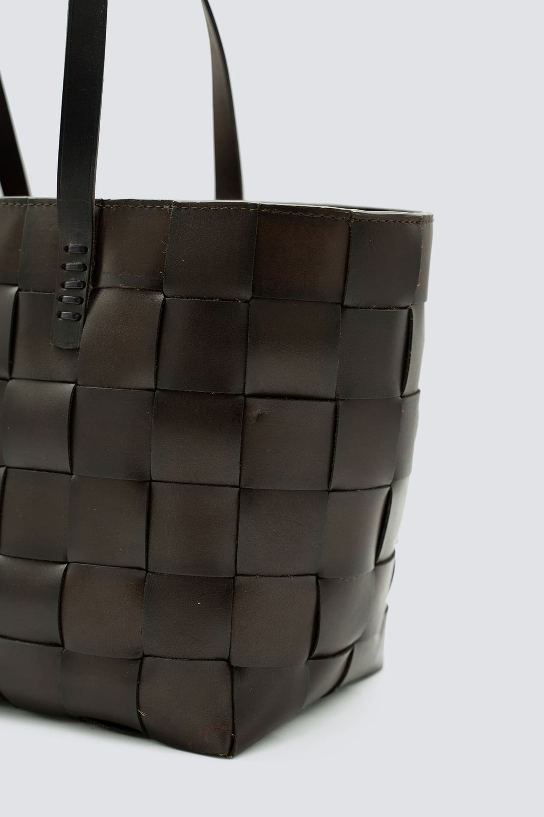 Dragon Diffusion woven leather bag handmade - Japan Tote Dark Brown