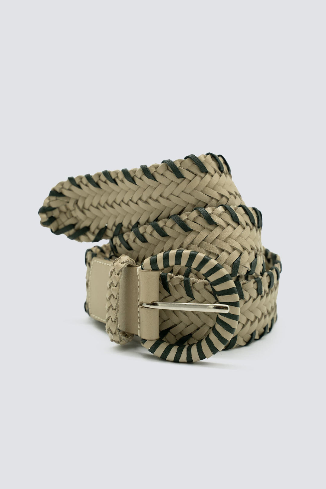 Dragon Diffusion - 16 Ply Handwoven Belt Pearl/Forest Green