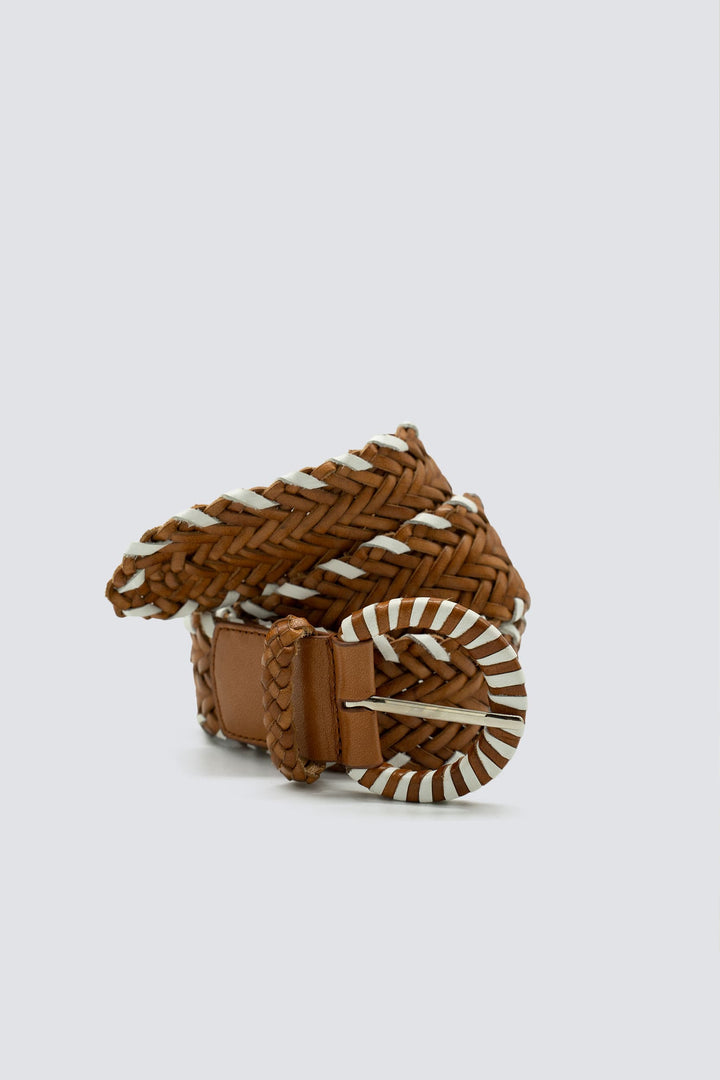 Dragon Diffusion - 16 Ply Handwoven Belt Tan/White