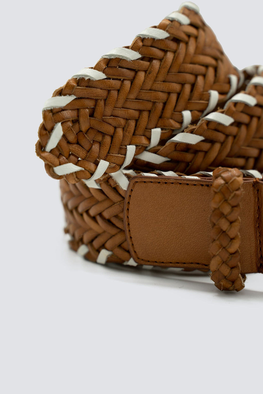 Dragon Diffusion - 16 Ply Handwoven Belt Tan/White