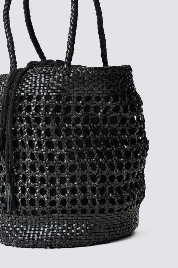 Dragon Diffusion woven leather bag handmade - Big Bucket XXL Black