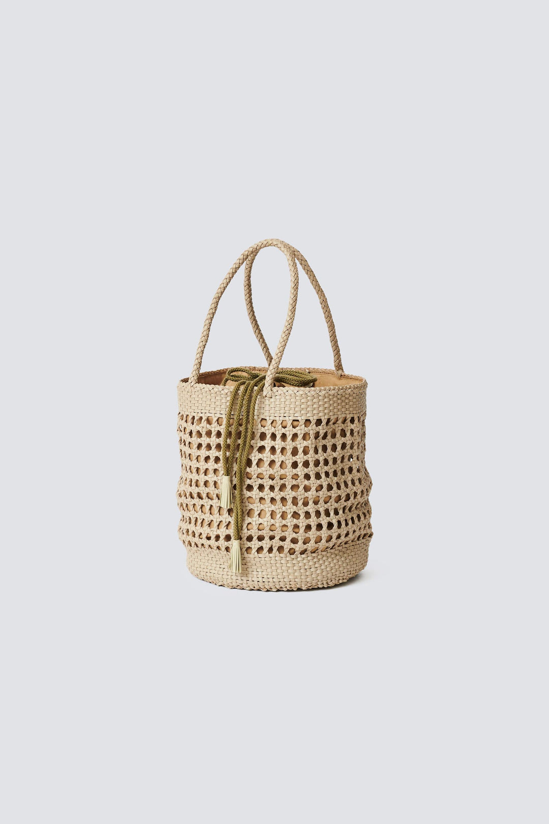 Dragon Diffusion woven leather bag handmade - Big Bucket XXL Pearl