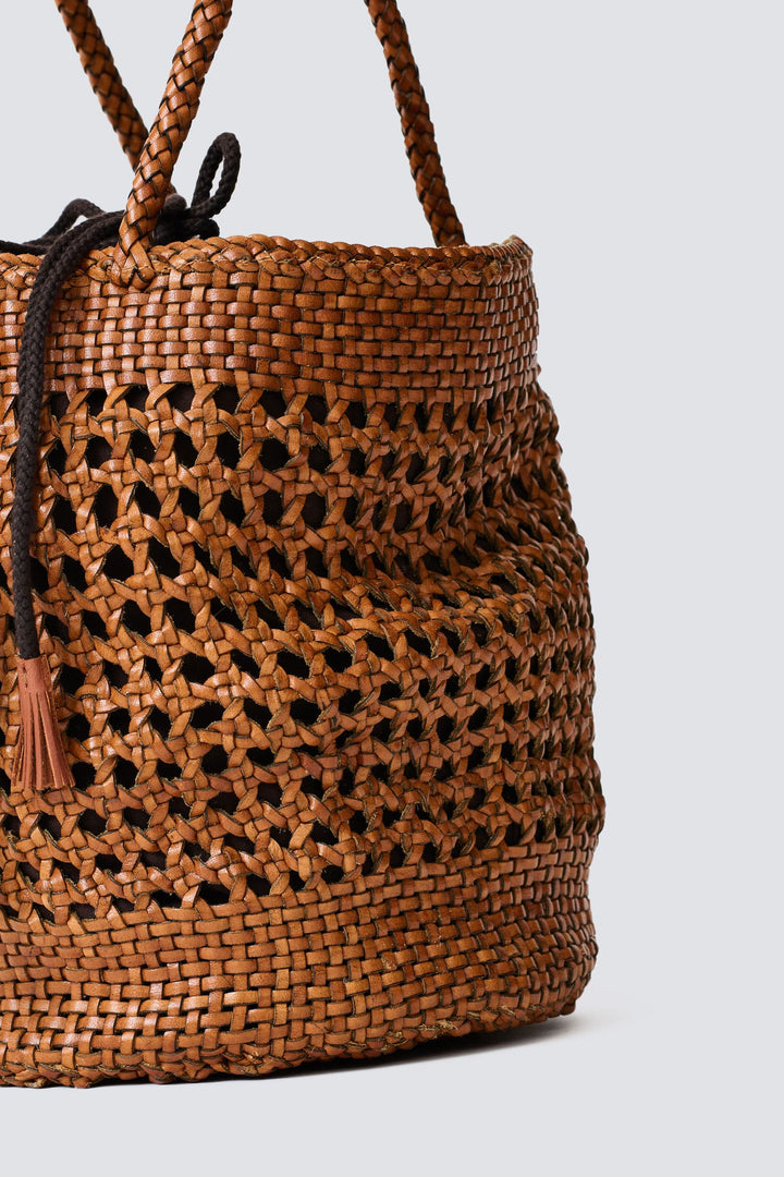 Dragon Diffusion woven leather bag handmade - Big Bucket XXL Tan