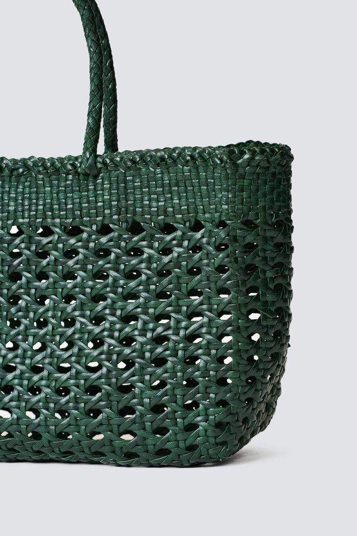 Dragon Diffusion woven leather bag handmade - Cannage Kanpur Forest Green