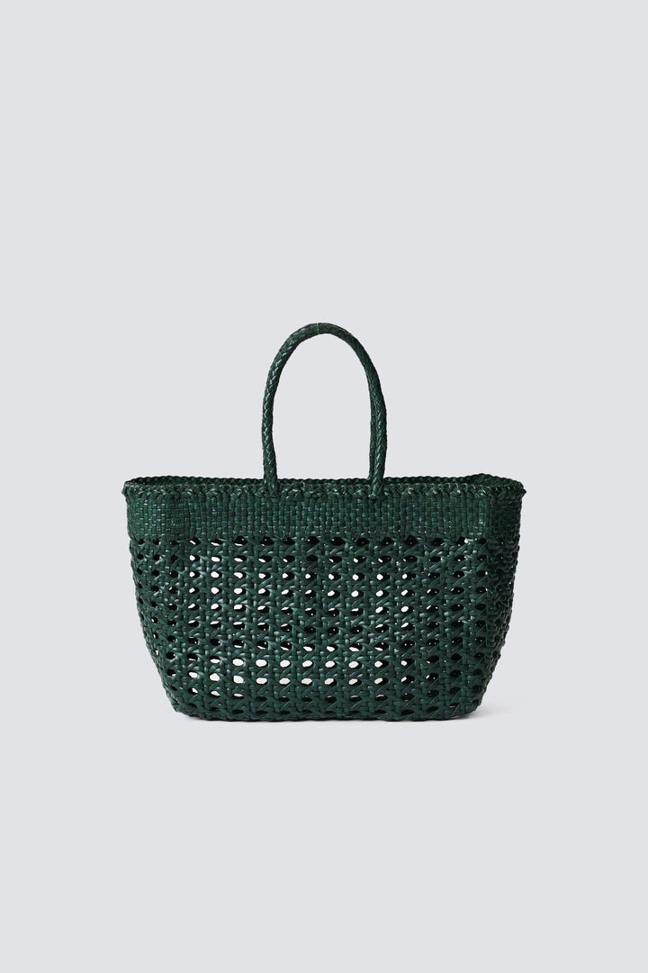 Dragon Diffusion woven leather bag handmade - Cannage Kanpur Forest Green