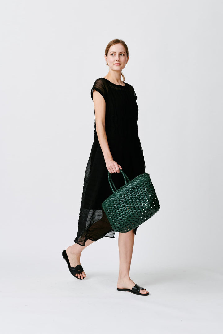 Dragon Diffusion woven leather bag handmade - Cannage Kanpur Forest Green