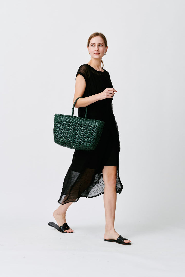 Dragon Diffusion woven leather bag handmade - Cannage Kanpur Forest Green