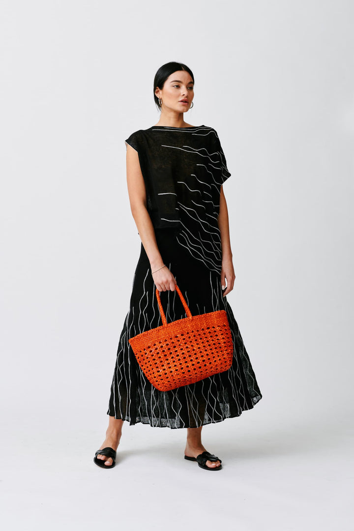 Dragon Diffusion woven leather bag handmade - Cannage Kanpur Orange