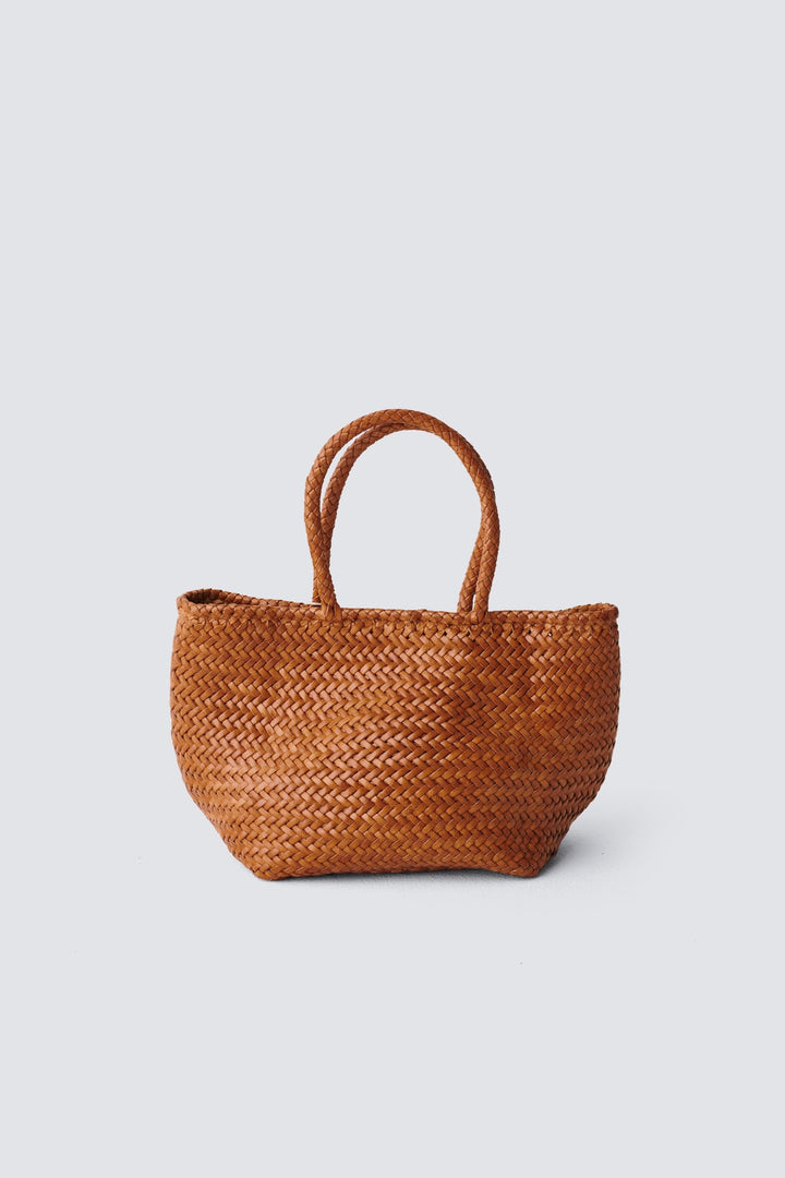 Dragon Diffusion woven leather bag handmade - Grace Basket Small Tan