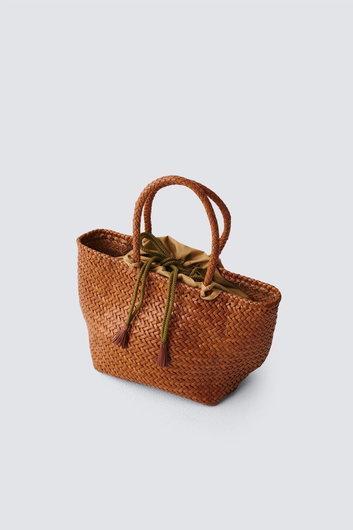 Dragon Diffusion woven leather bag handmade - Grace Basket Small Tan