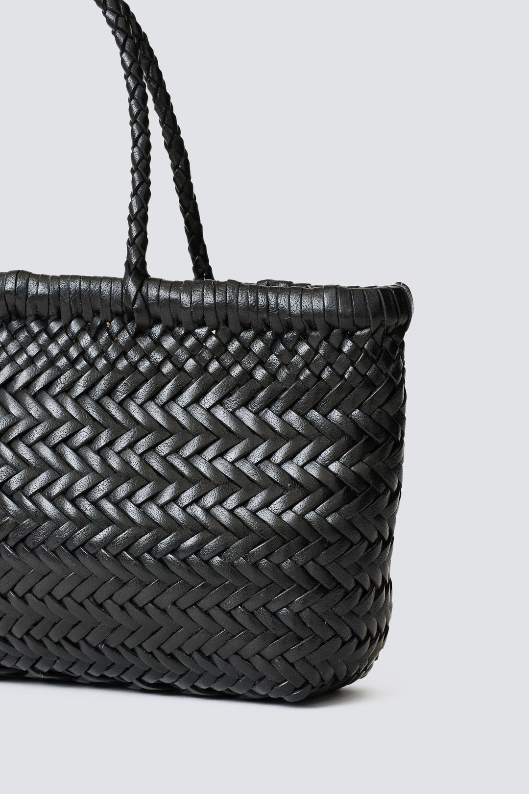 Dragon Diffusion woven leather bag handmade - Mini Flat Gora Black