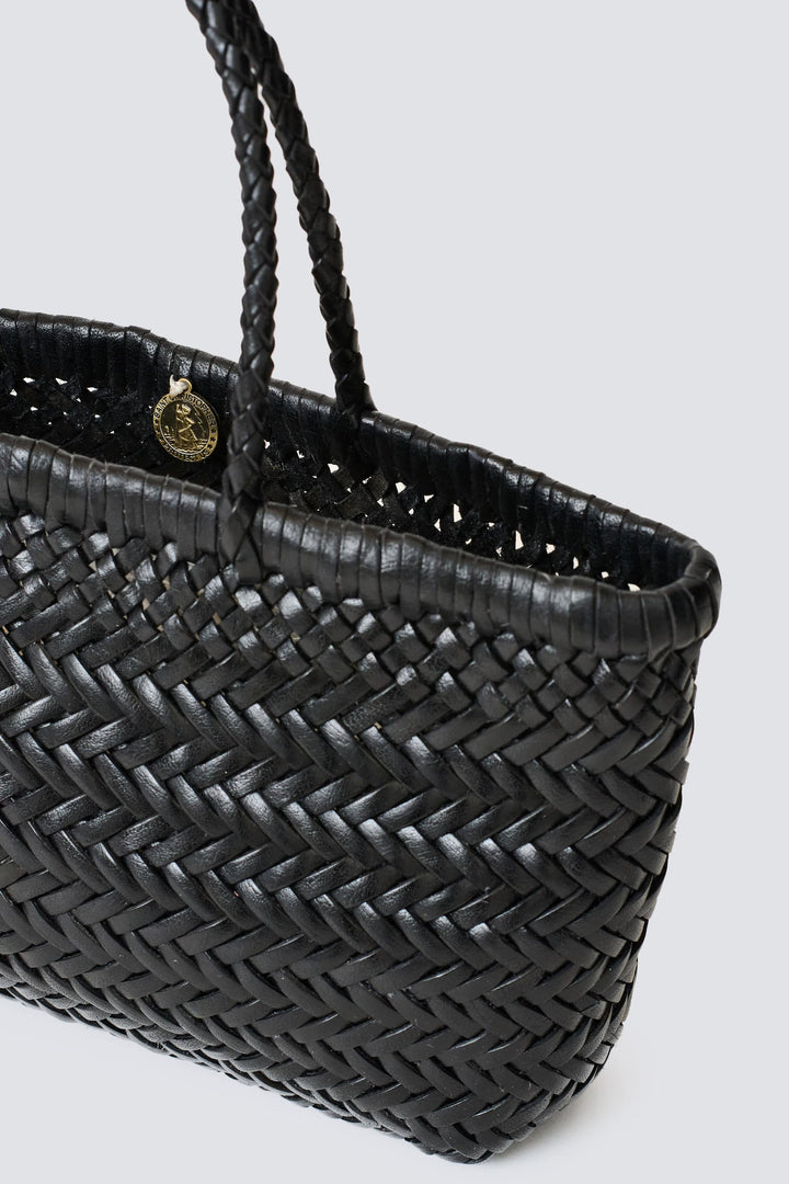 Dragon Diffusion woven leather bag handmade - Mini Flat Gora Black