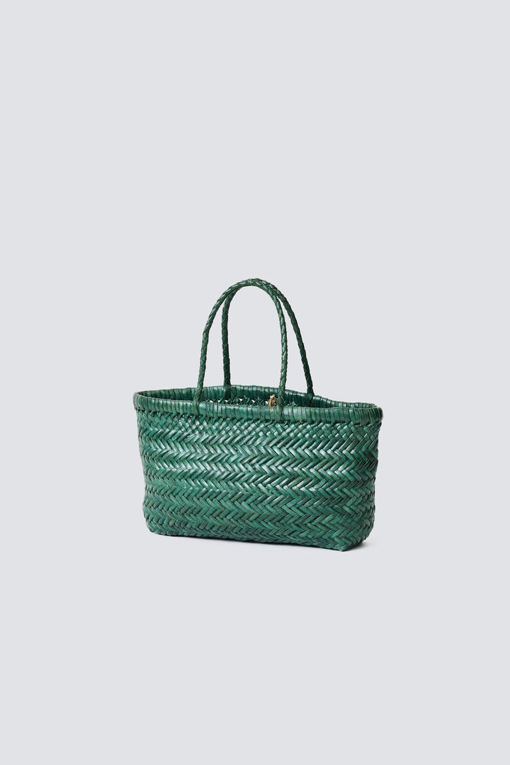 Dragon Diffusion woven leather bag handmade - Mini Flat Gora Forest Green