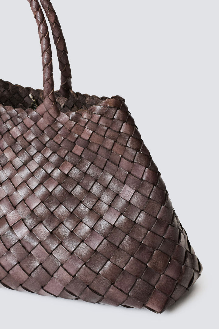 Dragon Diffusion woven leather bag handmade - Santa Croce Small Grey