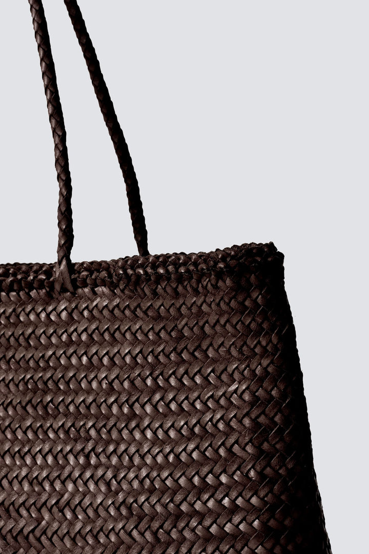 Dragon Diffusion woven leather bag handmade - Sophie Large Dark Brown