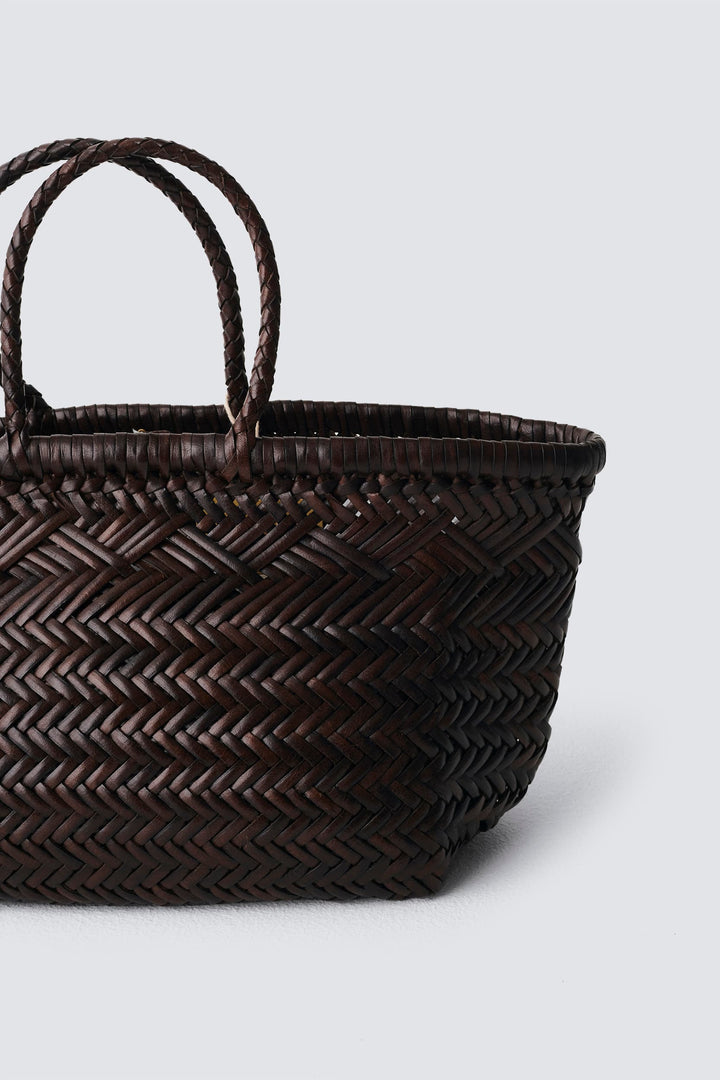 Dragon Diffusion woven leather bag handmade - Triple Jump Small 6 Lines Dark Brown